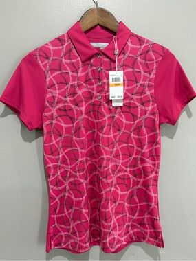 Callaway Women’s Hot Pink Short-Sleeve Golf Polo with Circle Print